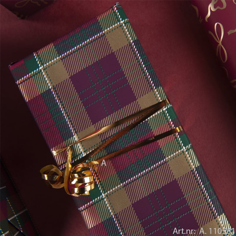 Presentpapper Tartan guld - 3
