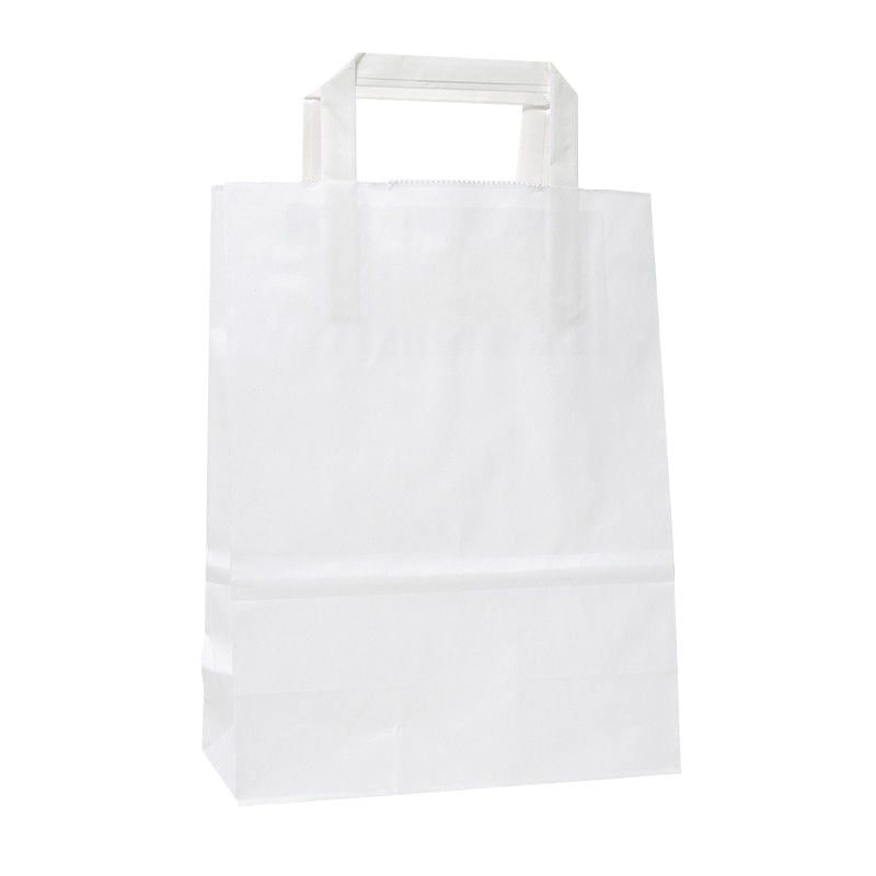 Papperspåse Vit Platta handtag - 2