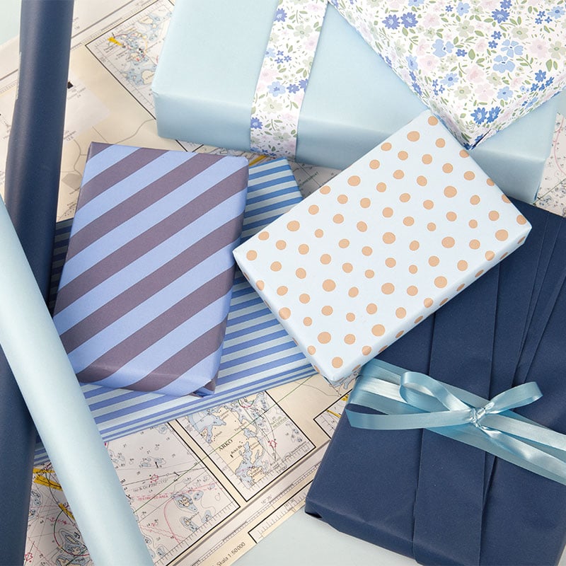 Presentpapper Miami Blue Gold Dots - 3