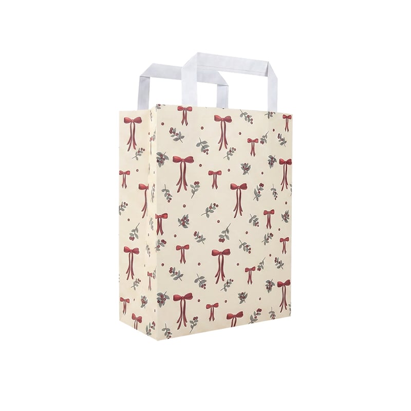 Papperskasse platta handtag Winter Bows & Berries