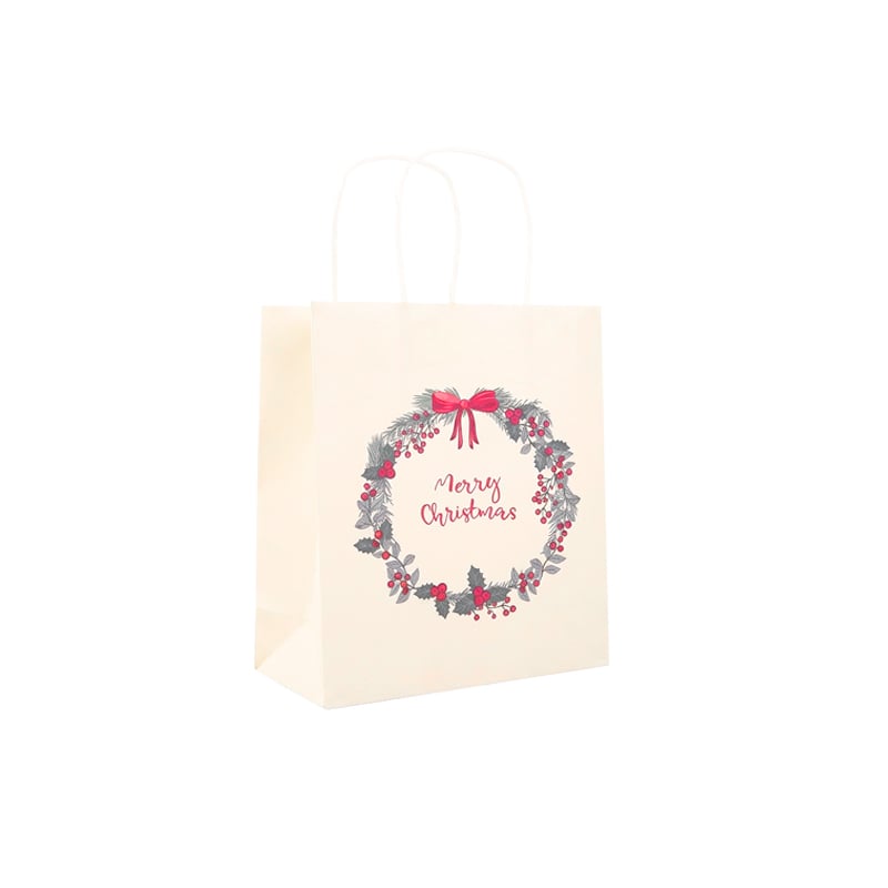 Papperskasse tvinnade handtag Winter Bows & Berries - 3