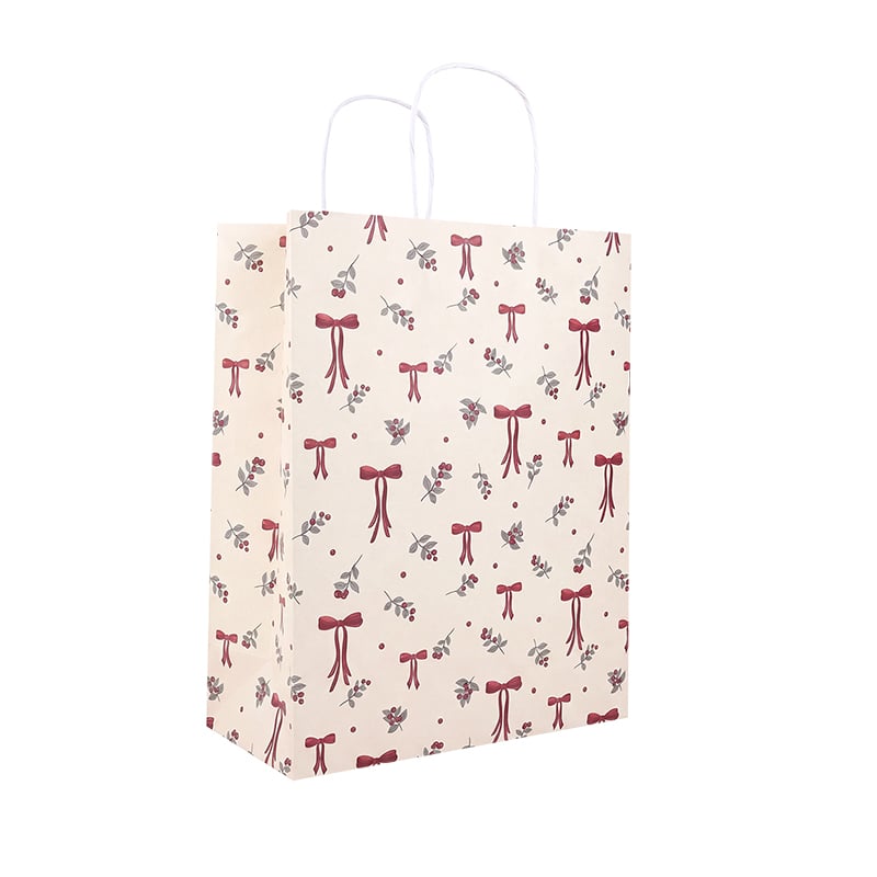 Papperskasse tvinnade handtag Winter Bows & Berries - 2