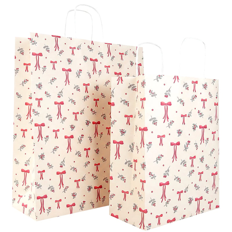 Papperskasse tvinnade handtag Winter Bows & Berries
