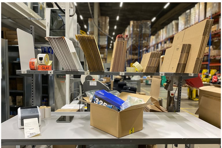Packbord på ett lager